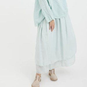 Metta Melbourne - Amy Long Double Layer Skirt - Silk in Ice Blue. NWOT